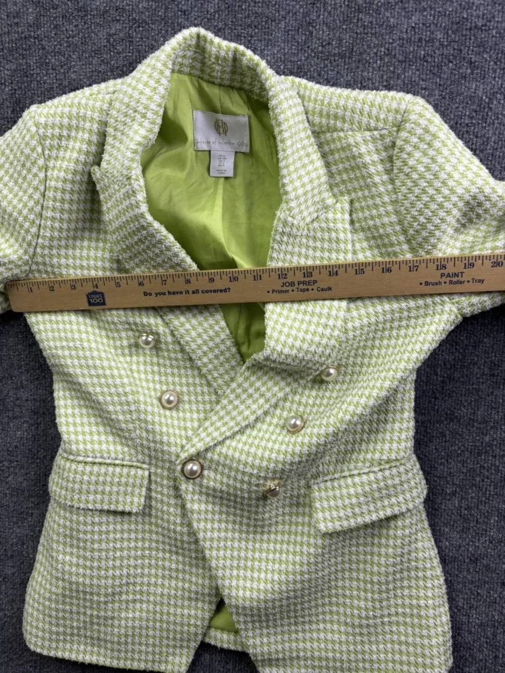 House Of Harlow 1960 Blazer Womens Small‎ Green Tweed Double Breasted Check